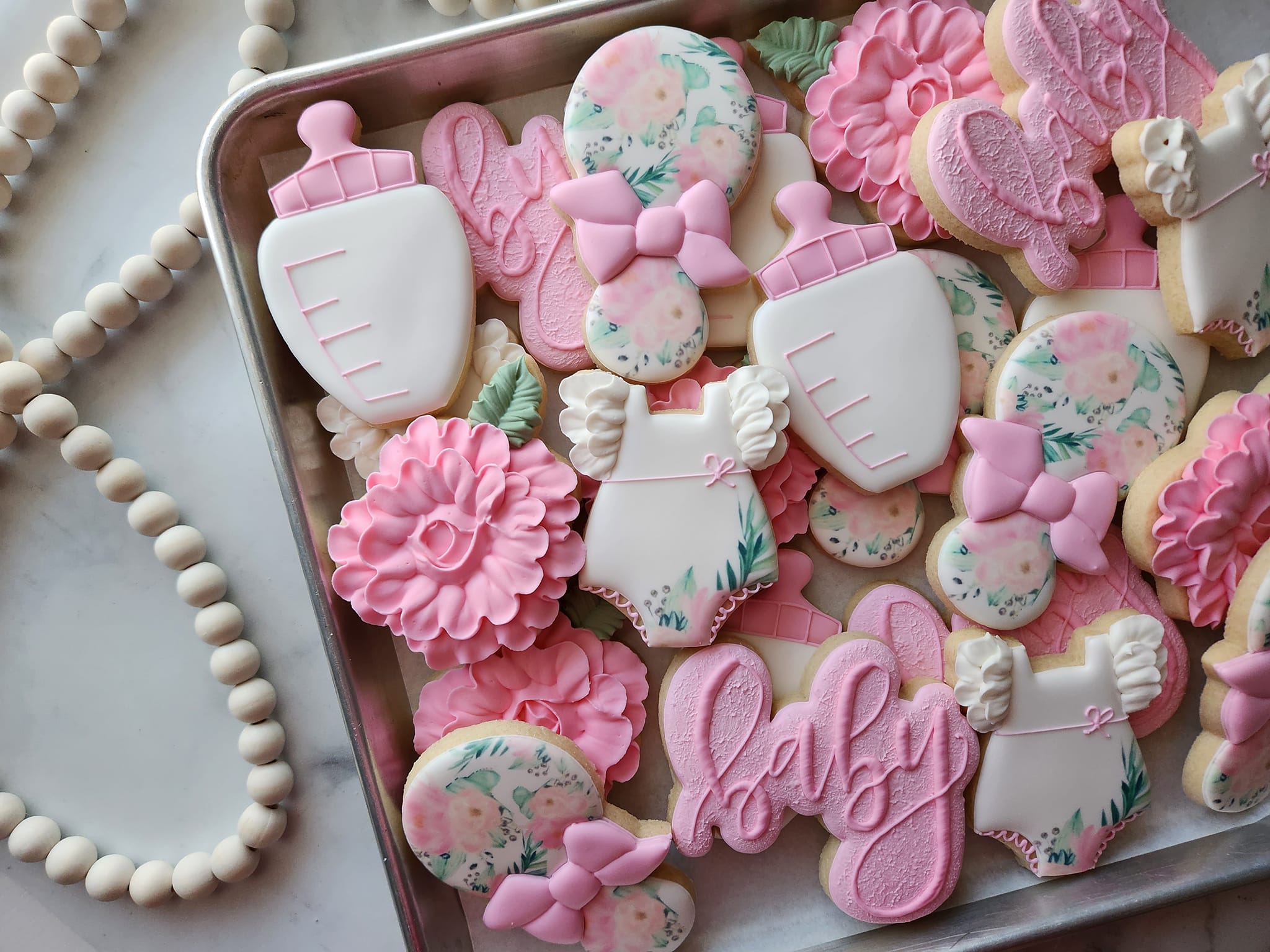 Pink baby shower cookies