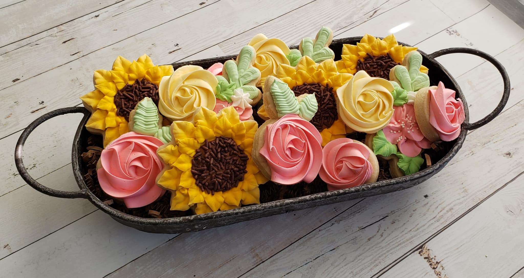 Floral cookie arrangement