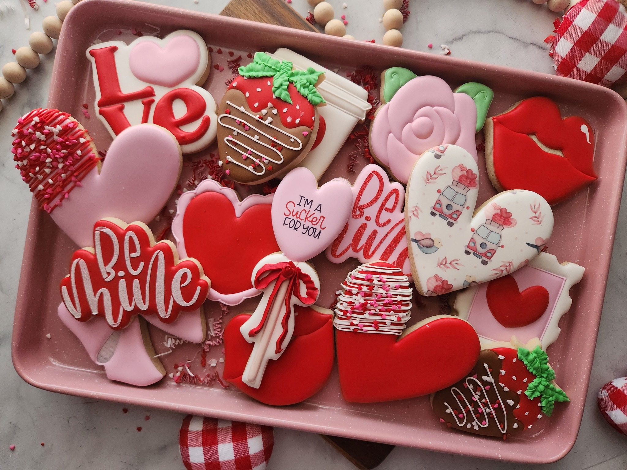 Valentine cookie tray